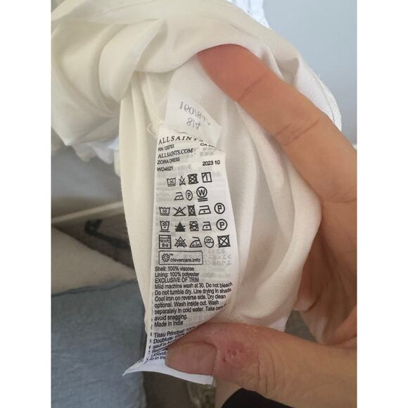 All Saints Ivory Ruffled Mini Dress - Picture 6 of 6